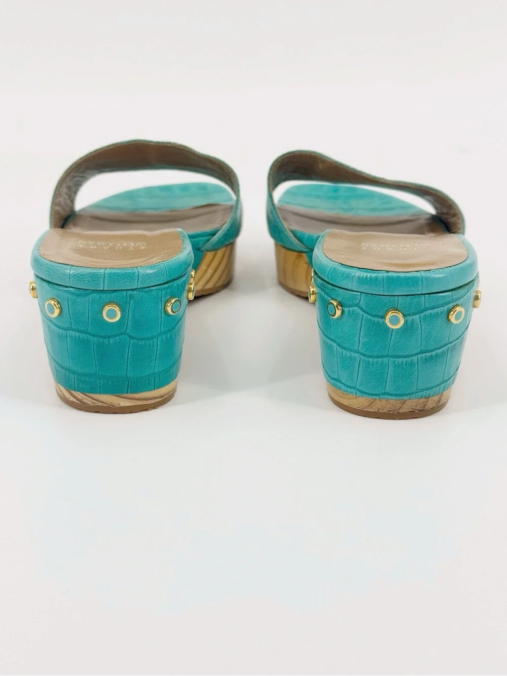 Stuart Weitzman Studded Genuine Leather Platform Mule Sandals